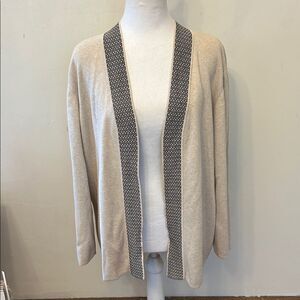 Hampshire Studio cream black cotton open cardigan Size XL EUC